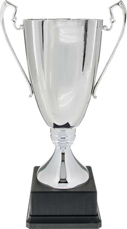 Silver Finish cup black satin timber base