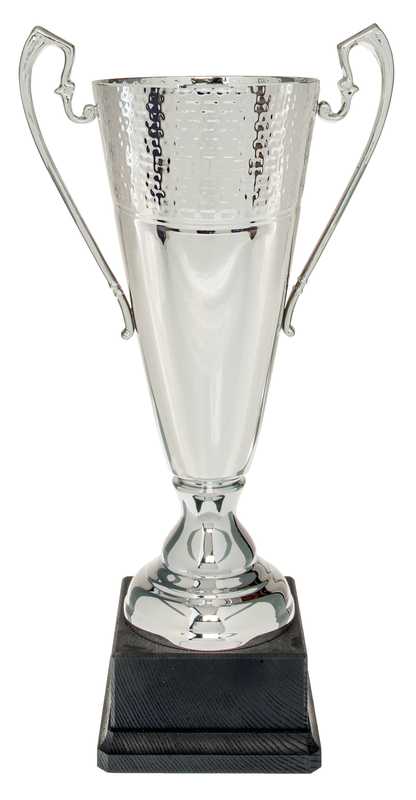 Silver Finish cup black satin timber base