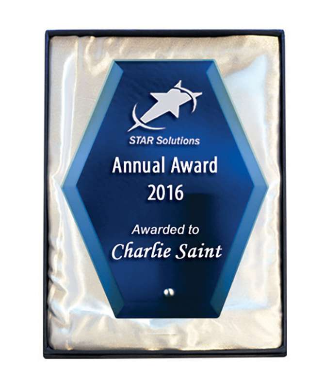 Laser Glass Hexagon-Blue