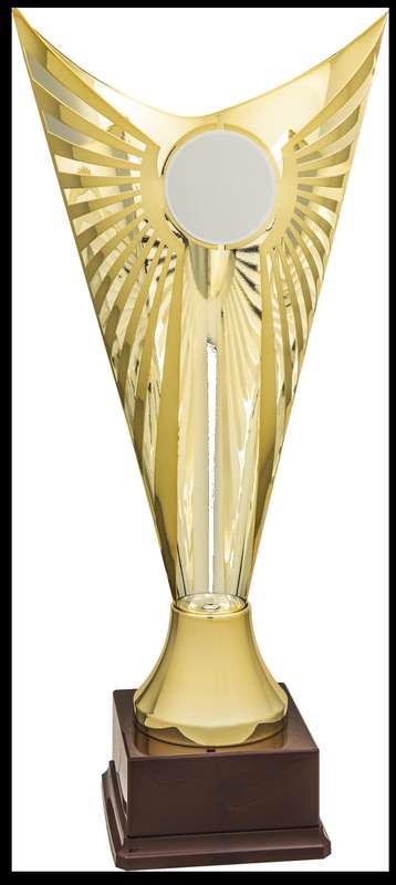 Gold Finish Pierced victory Trophy with Custom Centre